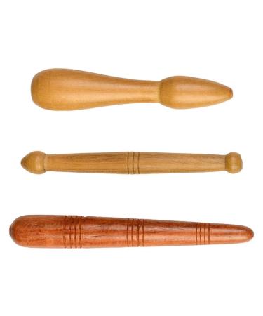 Milists 3 x manual point massage pencils foot massage sticks portable wooden stick small lace rods for foot face body massage tools S M L (wood)