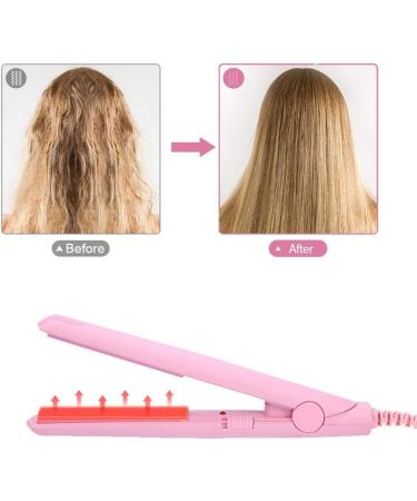 2 in 1 Mini Hair Straightener and Curler - Ceramic Tourmaline Flat Iron for Sleek Waves & Curls (Pink) - International Shipping Available - Buy Online on GoSupps.com
