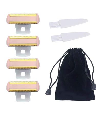 Shaver Replacement Heads Compatible with Perfect Finishing Touch Flawless Body Rechargeable Ladies Shaver Blades (Shaver Head 4PCS + velvet Bag + 2 Brushes) shaver head 4PCS+Bag + 2 brush