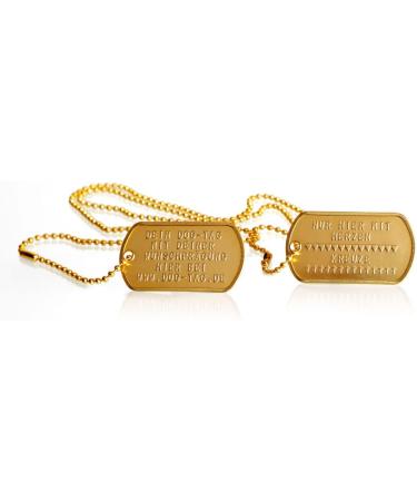 Personalized Dog Day Chains | 2-Piece ID Set with Embossing | Custom Text & Motifs | Military Equipment - Gold Finish - Buy Online on GoSupps.com