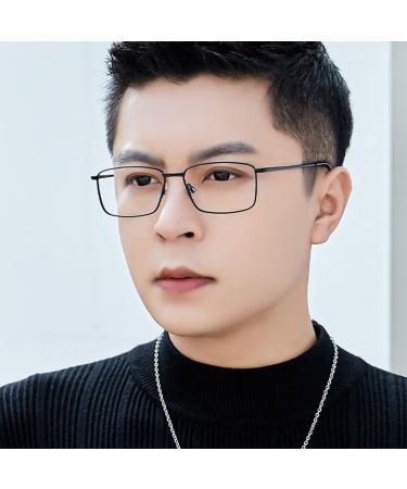 Buy Titanium Reading Glasses for Men - Blue Light Blocking Rectangular Eyeglasses 2.0x Gold | Lightweight & Stylish - Buy Online on GoSupps.com