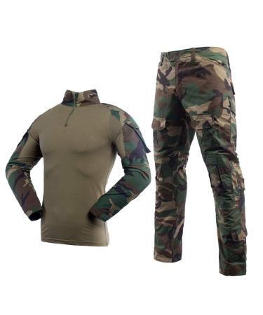 Airsoft Tarns suit men paint ball combat shirt tactical pants long -sleeved with 1/4 zipper military suit outdoor camouflage hunting clothing bdu m jungle camo