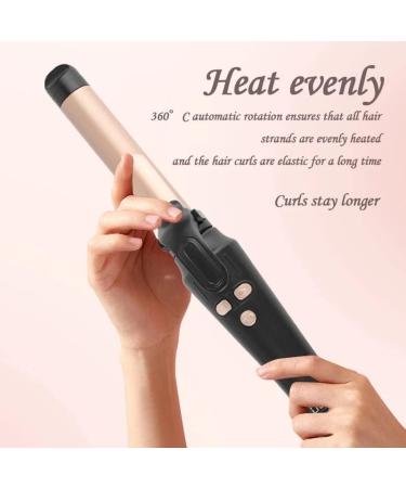 LCD Ceramic Curling Wand - 1 Inch Auto Rotating Titanium Barrel | 4 Adjustable Temps | Fast Heat-Up | Dual Voltage & Anti-Scald - Shop Internationally - Buy Online on GoSupps.com