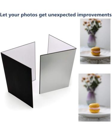 3-in-1 Photography Reflector Cards - A4 Size (12x8 Inch), 2 Pack - Black, Silver, White - Light Diffuser Boards for Still Life and Food Photography - Buy Online on GoSupps.com
