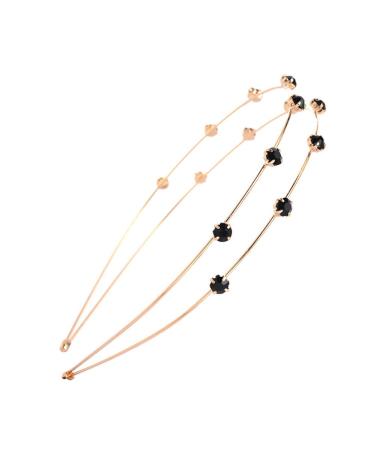 Fodattm Sweet Rhinestone Double Row Headband Hair Hoop Crystal Hairband Hair Accessories for Women (gold)