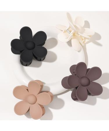 6PCS Flower Claw Clips Set - Cute Matte Hair Claws for Strong Hold - Hair Accessories for Women and Girls - White, Grey, Black, Khaki, Coffee - Buy Online on GoSupps.com