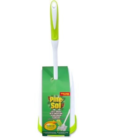 Pine-Sol Toilet Bowl Cleaner Brush with Holder - Heavy Duty Cleaning Wand with Under The Rim Scrubber - Non-Slip Handle & Storage Caddy - Bathroom Supplies in Yellow & Green - Buy Online on GoSupps.com