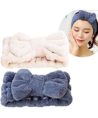 SweetCat Microfiber Bowtie Headbands  Extrame Soft & Ultra Absorbent  Comfort to Makeup Wash Spa Yoga Shower Facial Hair Band for Girls and Women (Blue+White) - Buy Online on GoSupps.com