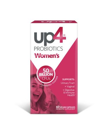up4 Probiotic Supplement for Women, Vaginal, Digestive and Immune Support, 50 Billion CFUs Guaranteed, Non-GMO, Gluten Free, Soy Free, Vegan, 60 Count Womens