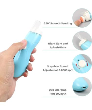 Vicloon 11 in 1 Electric Baby Nail Trimmer Set - LED Light, Whisper Quiet Design, 9 Grinding Heads, Nail Cutter - Blue - Buy Online on GoSupps.com