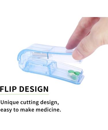 Pill Cutter and Crusher with Dispenser - Professional Grade Splitter for Small or Large Pills - Sturdy Cutting Blade - Blue - Buy Online on GoSupps.com
