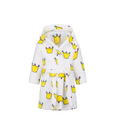 XINNE Boys Girls Soft Bathrobe Cute Pattern Robes Toddler Baby Flannel Hoodie Pajamas Sleepwear Yellow Dot 100