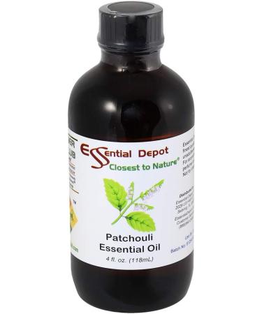 Essential Depot Patchouli Essential Oil - GC/MS Tested - Supplied in 4 oz. Amber Glass Bottle with Black Phenolic Cone Lined and Safety Sealed Cap - Buy Online on GoSupps.com