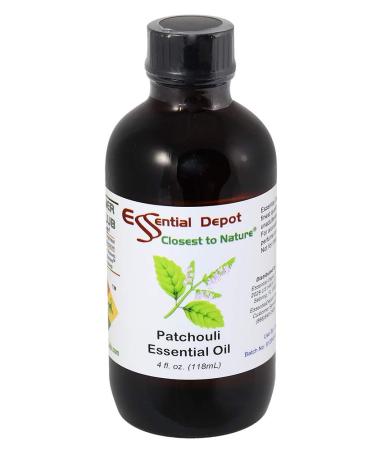 Essential Depot Patchouli Essential Oil - GC/MS Tested - Supplied in 4 oz. Amber Glass Bottle with Black Phenolic Cone Lined and Safety Sealed Cap