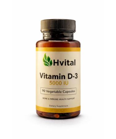 HVITAL Vitamin D3 Supplement 125 mcg Vegetarian Capsules 90 Units.