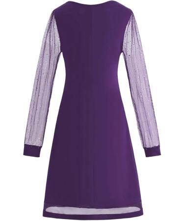 Shop Hanxiulin Women's Winter Long Elegant Ball Dress - V Neckline Party Dress & Sequin Skating Dress in Purple XXL - Buy Online on GoSupps.com