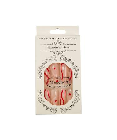 Glossy Pink Ballerina False Nails - Long Coffin Press-On Full Cover Artificials with Swirl Heart Design - 24PC for Women & Daily Decoration - Buy Online on GoSupps.com