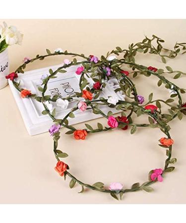 Kaptin 10 Pack Multicolor Flower Crown Headband for Women and Girls - Festival, Wedding, Party Floral Garland Headbands - 10 Count - Buy Online on GoSupps.com