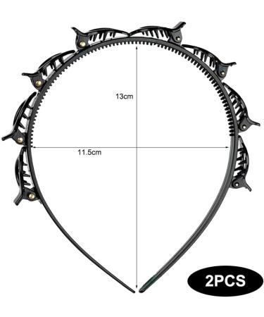 wllqinte Women's Headband with Clips 2 Pieces Headband with Clips 2024 Black Twist Braid Headband Headband Hair Holder Hair Accessories Hair Band for Styling Long and Short Hair - Buy Online on GoSupps.com