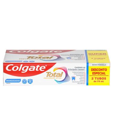 Colgate Colgate Total Prevention Active Whitening Toothpaste 2 x 75 ml | Fights the main causes* of oral health problems | 24-hour antibacterial protection | Clinically tested