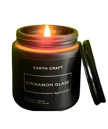 Earth Craft Aromatherapy Scented Candles for Home - Aromatic Handmade Soy Candles for Decor Bedroom Bath for Pure and Natural Aroma - Non Toxic & Smokeless - Cinnamon Glaze Aroma Black