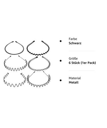 Hair Ties for Men & Women - 6-Piece Wavy Metal Bands - Non-Slip Sports Headbands for Yoga & Outdoor Activities - Unisex Multi-Style Hair Accessories - Buy Online on GoSupps.com