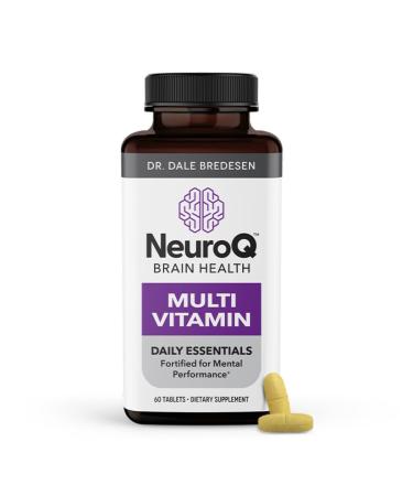 NeuroQ Daily Essentials Multivitamin High Potency Brain & Body Support with Choline 550 mg, PQQ, CoQ10, Alpha Lipoic Acid Supports Memory, Energy, Cognitive Focus & Daily Wellness 60 Tablets