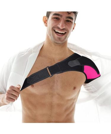 Adjustable Shoulder Brace Support for Pain Relief | Rotator Cuff Recovery Sleeve - Pink Large - Buy Online on GoSupps.com