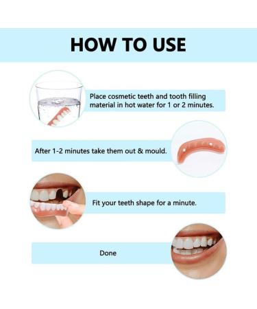 Brigtviee 2 Pairs of Dentures Cosmetic Veneers Temporary Whitening Click Veneers for Women and Men Adjustable Top and Bottom Veneers for a Confident Smile - Buy Online on GoSupps.com