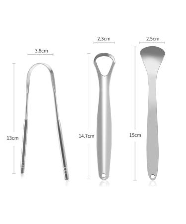 3 Pack Stainless Steel Tongue Scrapers - Reusable Metal Tool to Reduce Bad Breath - Buy Online on GoSupps.com