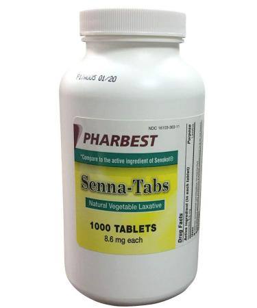 Pharbest Senna 8.6 Mg Natural Vegetable Laxative 1000 Count Tablets 1000 Count (Pack of 1)