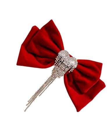 Housoutil Tassel Hair Clip Bowknot Hairpin Vintage Hair Bows Headpiece for Women Big Bow Large Hair Bow Clip Bow Hair Clips Girl Hair Bows Lip Gloss Pearlescent Miss