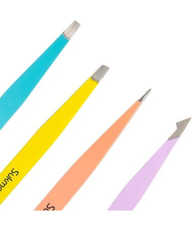 Sukmazz Professional Tweezers Set for Eyebrows - 4 Pcs for Ingrown Hair Removal and Eyelash Extension - Precision Eyebrow Plucking Tweezers - Buy Online on GoSupps.com