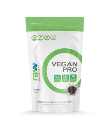 Raw Nutritional Vegan Pro Organic Plant Based Protein Powder | No Artificial Sweeteners | Non-GMO | Gluten-free | 20g Pea Protein Per Serving | 1LB (Cookies N Cream) Cookies & Cream 454.00 g (Pack of 1)