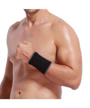 NeoTech Care Wrist Band Support Sleeve - Elastic Breathable Compression Brace for Tennis Gym Tendonitis - Black Size L - Buy Online on GoSupps.com