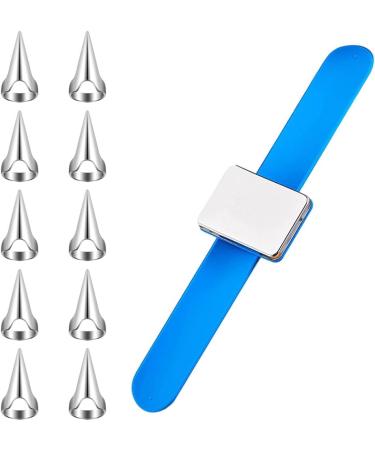 10 Pieces Hair Parting Ring with Magnetic Pin Holder Wrist Adjustable Pinky Hair Parting Tool Metal Braiding Rings for Parting Hair Hair Selecting Tools (Blue) - Buy Online on GoSupps.com