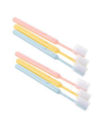 HOMSFOU 6pcs Soft Toothbrushes Protective Case Family Pack Travel Nylon
