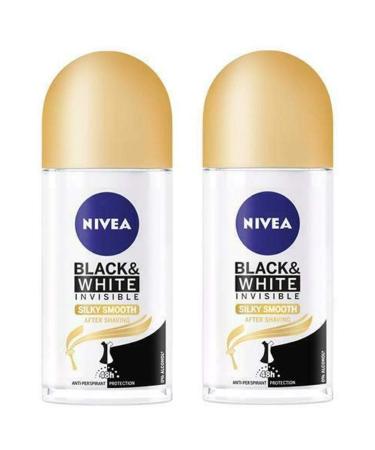 Nivea Invisible Black & White Silky Smooth Anti-Perspirant Roll-On Deodorant -2 Pack