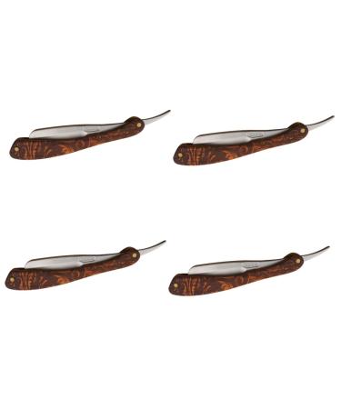 Minkissy 4 pieces of folding knife hairdresser made of stainless steel hairdressing blades Razor Razor holder Hairwell hairdresser for men razor with a straight shave rustproof steel household