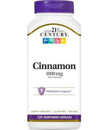 21st Century Cinnamon 500 mg Vegetarian Capsules - 120 ct Pack of 2