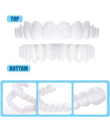Flipped Warmth Veneers Dentures | 2 Pairs Snap-On Comfort Teeth | Adjustable False Teeth for Bad Teeth (Top & Bottom) - Buy Online on GoSupps.com
