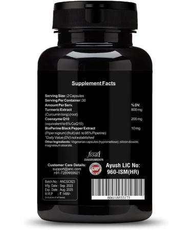 Generic Viva High Absorption CoQ10 with Turmeric - Antioxidant Nutritional Supplements Heart Health & Healthy Brain Function -Ubiquinol for Mitochondrial Health - 200mg 60 Capsules - Buy Online on GoSupps.com