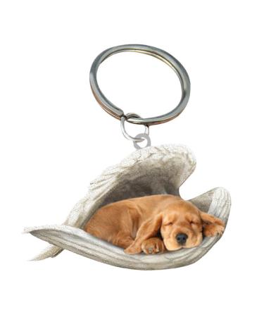 Car Pendant Cute Sleeping Dog Angel Car Key Pendant for Dog Lovers Moms Car Hanging Ornament Windows Decor Ornament Sleeping Angel Animal Pet Dog Lover Car Rear View Mirror Accessories Cocker Spaniel Unity size