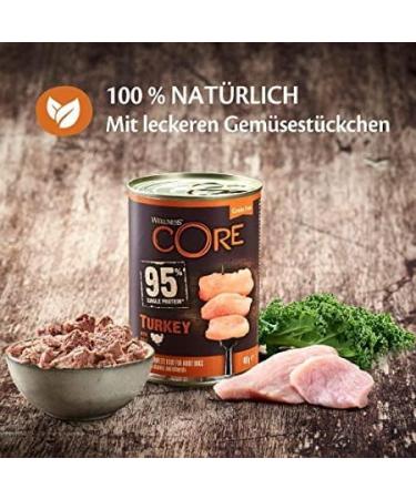 Buy Wellness Core 95% Turkey & Kale Wet Dog Food - Grain Free High Meat Content 6 x 400g Pack - Buy Online on GoSupps.com