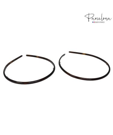 Parcelona French Ultra Thin Tortoise Shell Brown Celluloid Headband Set for Women and Girls - Pack of 2 - Buy Online on GoSupps.com