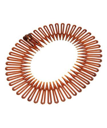 Brown Plastic Stretch Sport Hair Band Full Circle Flexible Comb Teeth Headband Clip by SYG