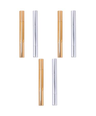 Didiseaon Didiseaon 6 Pcs Eyelash Lip Gloss Nail Polish Brush Applicators Gold Nail Gloss Lip Gloss Twist Pens Lip Gloss Tube 3ml Oil Twist Pen