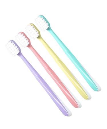 Healeved 4-part toothbrush set made of soft cotton sensitive travel toothbrush nylon toothbrush manual toothbrush complete toothbrush children's toothbrush portable macaron