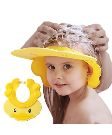 Baby Shower Cap Adjustable Silicone Shampoo Bath Cap Visor Cap Protect Eye Ear for Infants Toddlers Kids Children Yellow
