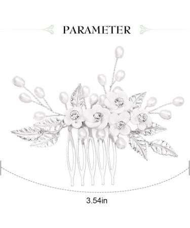 Edary Bride Wedding Hair Comb Silver Flower Headpiece Pearl Wedding Hair Clip Bridal Rhinestone Hair Accessories for Women and Girls - Buy Online on GoSupps.com